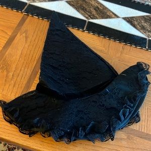 Black lace witch hat. Halloween costume